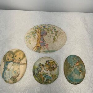 Vintage Holly Hobbie Decoupage Wall‎ Decorations Set/4